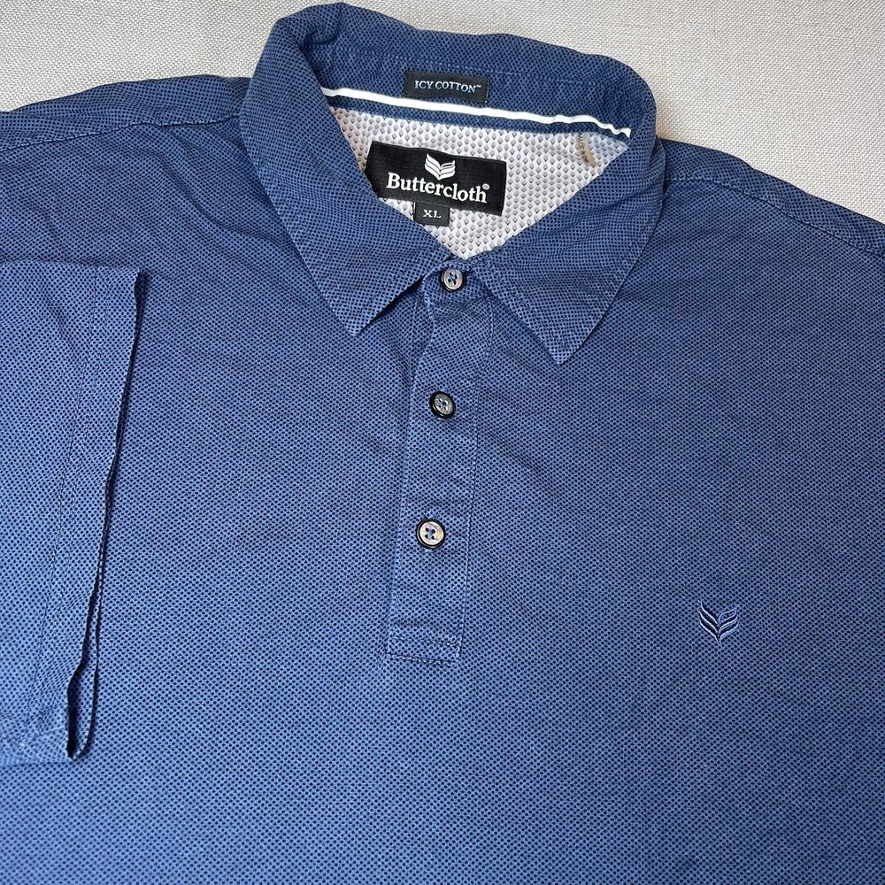 Butter Cloth Polo Shirt Men's XL Icy Cotton Navy Stretch Golf Performance
